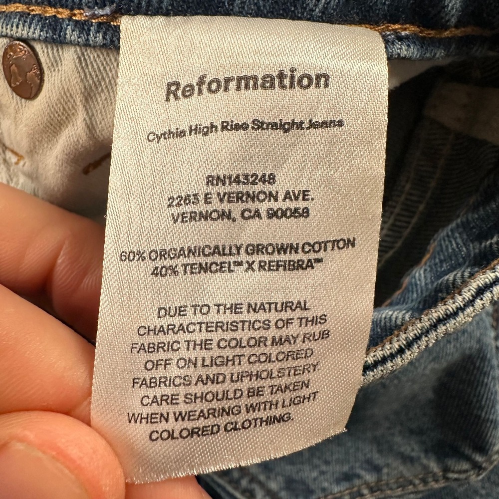 Reformation Jeans Womens 25 Cynthia High Rise Straight‎ Floral Embroidery Blue - Picture 13 of 16